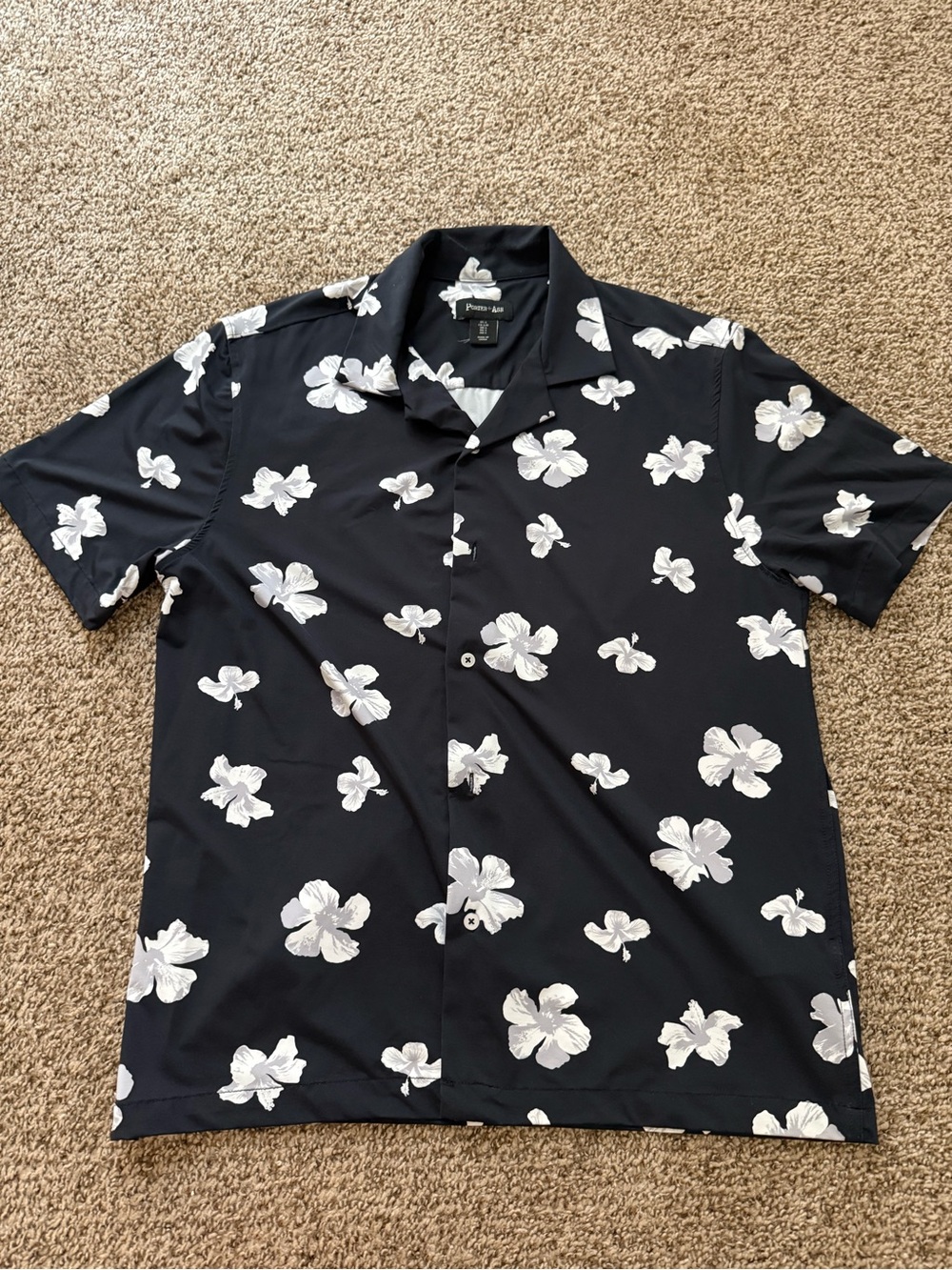 Porter & Ash Black Floral Short-Sleeve Camp Shirt